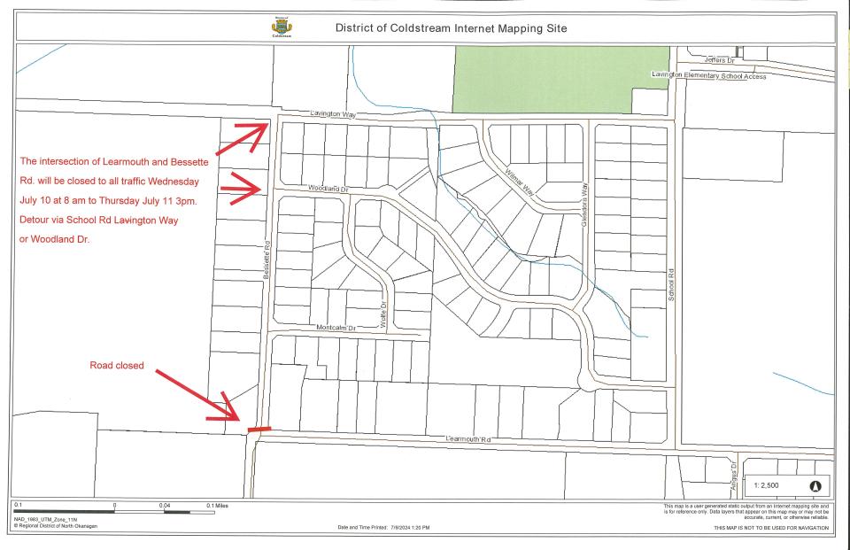 Map of Learmouth and Bessette intersection