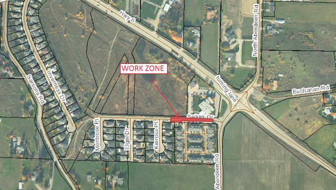 Map of Selkirk Drive construction